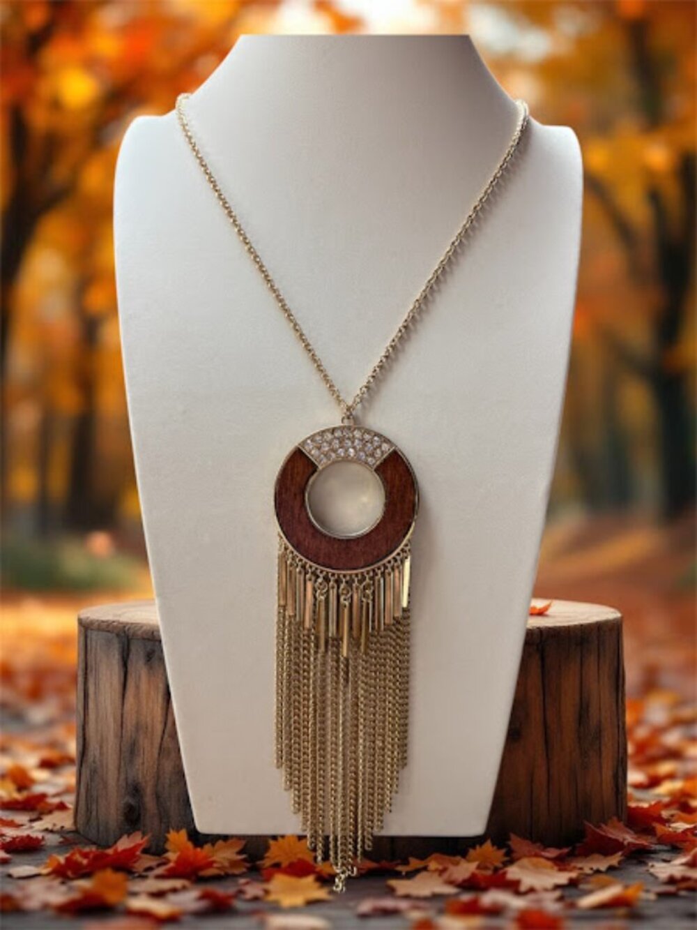 Fringed Rhinestone Statement Necklace – NWOT 26"